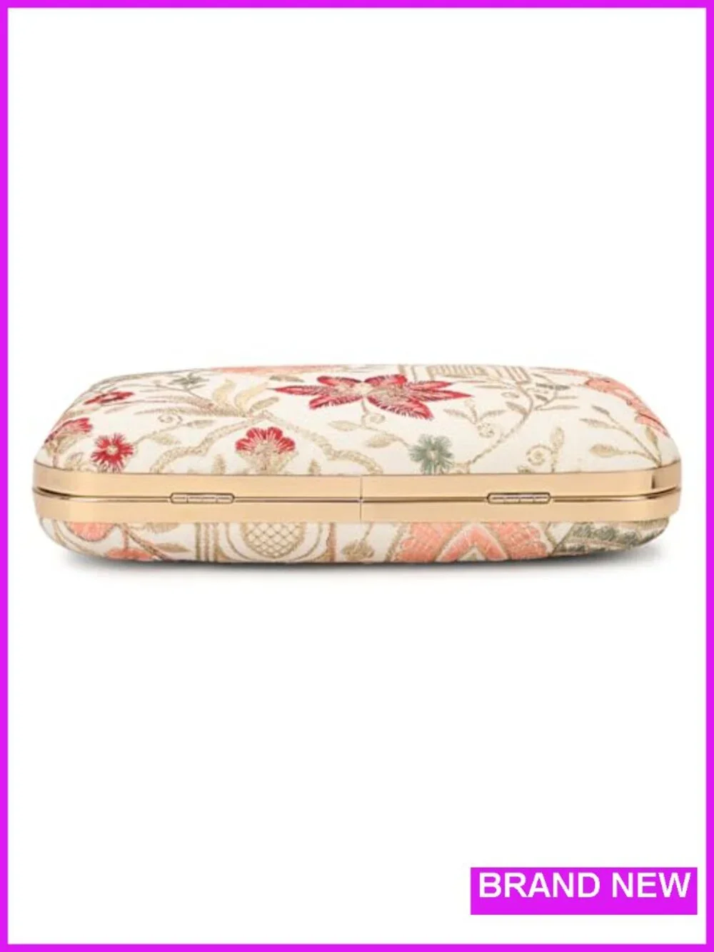Handcrafted Silk Evening Clutch with Gold-Tone Frame & Crystal Clasp